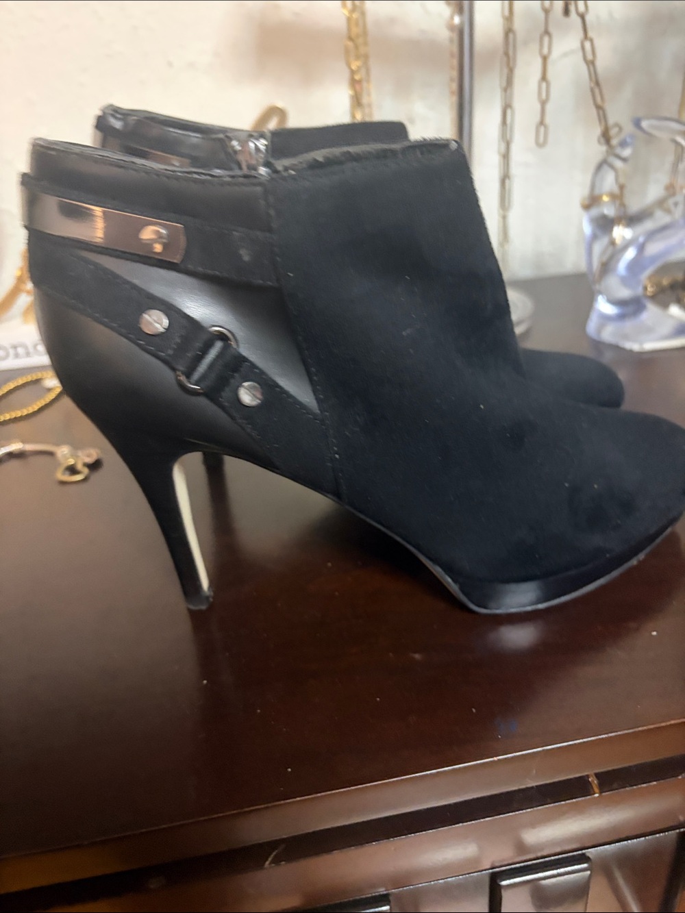 Marc Fisher Black Suede High Heel Ankle Booties